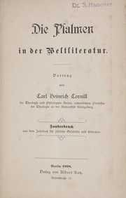 Cover of: Die Psalmen in der Weltliteratur by Carl Heinrich Cornill