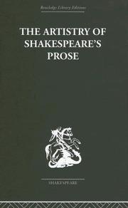 Cover of: The Artistry of Shakespeare's Prose by Brian Vickers