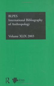 Cover of: International Bibliography of Anthropology 2003 (Ibss: Anthropology (International Bibliography of Social Sciences)) by Jean Sykes