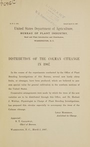 Cover of: Distribution of Colman citrange in 1907