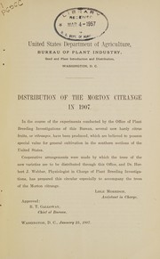 Cover of: Distribution of the Morton citrange in 1907