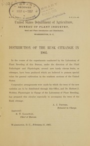 Cover of: Distribution of the Rusk citrange in 1905