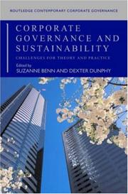 Cover of: Corporate Governance and Sustainability: Challenges for Theory and Practice