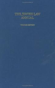 Cover of: The Jewish Law Annual Volume 16 (Jewish Law Annual)