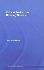 Cover of: Critical Realism and Housing Research by Julie Lawson