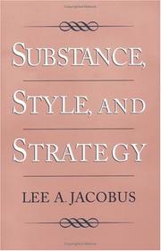 Cover of: Substance, style, and strategy by Lee A. Jacobus
