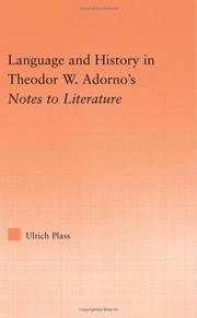 Cover of: Language and History in Theodore W. Adorno's Notes to Literature (Studies in Philosophy)