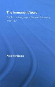 Cover of: The Immanent Word: The Turn to Language in German Philosophy, 1759-1801 (Studies in Philosophy)