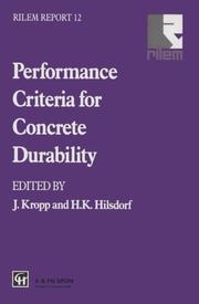 Cover of: Performance Criteria for Concrete Durability (Rilem Report, No 12)