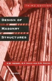 Cover of: Design of Masonry Structures by A. W. Hendry