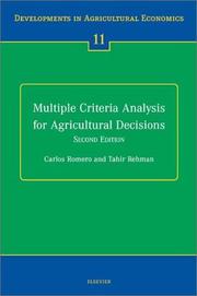 Cover of: Multiple Criteria Analysis for Agricultural Decisions, Second Edition (Developments in Agricultural Economics)