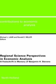 Cover of: Regional science perspectives in economic analysis by edited by Michael L. Lahr and Ronald E. Miller.