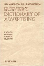 Cover of: Elsevier's Dictionary of Advertising by S.G. Manoilova, D.H. Konstantinova