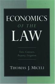 Cover of: Economics of the law | Thomas J. Miceli