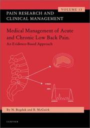 Cover of: Medical Management of Acute and Chronic Low Back Pain: Pain Research and Clinical Management Series, Volume 13 (Pain Research and Clinical Management)
