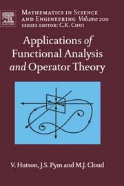 Cover of: Applications of functional analysis and operator theory. | V. Hutson
