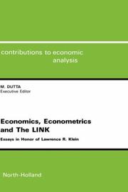 Cover of: Economics, econometrics and the LINK by executive editor M. Dutta.