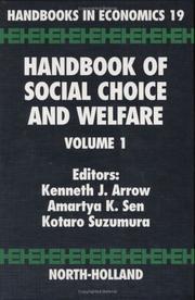 Cover of: Handbook of Social Choice and Welfare Volume 1 (Handbooks in Economics) by 