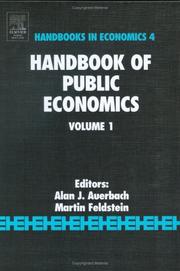 Cover of: Handbook of Public Economics Volume 1 (Handbooks in Economics, No 4) (Handbooks in Economics)