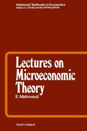 Cover of: Lectures on microeconomic theory by Edmond Malinvaud