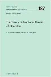 Cover of: The Theory of Fractional Powers of Operators (North-Holland Mathematics Studies)