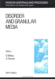 Cover of: Disorder and granular media by edited by D. Bideau and A. Hansen.