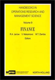 Cover of: Handbooks in Operations Research and Management Science, 9: Finance (Handbooks in Operations Research and Management Science)