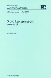 Group Representations by Gregory Karpilovsky