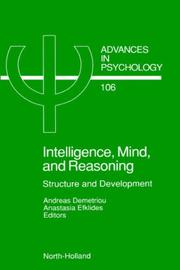 Cover of: Intelligence, mind, and reasoning: structure and development