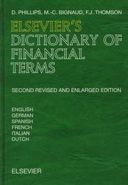 Cover of: Elsevier's dictionary of financial terms in English, German, Spanish, French, Italian, and Dutch by compiled by Diana Phillips and Marie-Claude Bignaud.