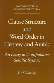 Clause structure and word order in Hebrew and Arabic by Ur Shlonsky