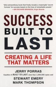 Cover of: Success Built to Last by Jerry Porras, Stewart Emery, Mark Thompson