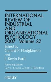 Cover of: International Review of Industrial and Organizational Psychology, 2007 (International Review of Industrial and Organizational Psychology)