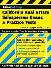 Cover of: CliffsTestPrep California Real Estate Salesperson Exam: 5 Practice Tests (CliffsTestPrep)