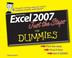 Cover of: Excel 2007 Just the Steps For Dummies (For Dummies (Computer/Tech))