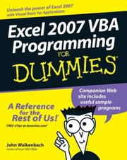 Cover of: Excel 2007 VBA Programming For Dummies (For Dummies (Computer/Tech)) by John Walkenbach, Jan Karel Pieterse