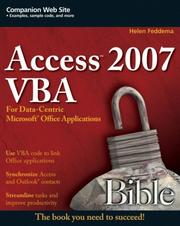 Cover of: Access 2007 VBA Bible: For Data-Centric Microsoft Office Applications (Bible)