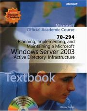 Cover of: 70-294 Planning, Implementing, and Maintaining a Microsoft Windows Server 2003 Active Directory Infrastructure Package