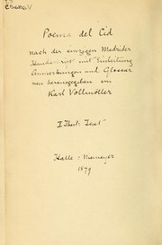 Cover of: Poema del Cid by Karl Gustav Vollmöller