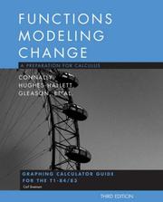 Cover of: Functions Modeling Change, Graphing Calculator Manual: A Preparation for Calculus