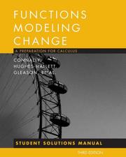 Cover of: Functions Modeling Change, Student Solutions Manual: A Preparation for Calculus