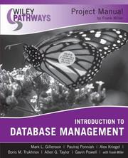 Cover of: Wiley Pathways Introduction to Database Management Project Manual | Mark L. Gillenson