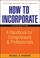 Cover of: How to Incorporate