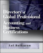 Cover of: Directory of Global Professional Accounting and Business Certifications by Lal Balkaran