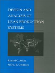 Design and analysis of lean production systems by Ronald G. Askin, Jeffrey B. Goldberg