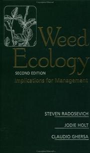 Cover of: Weed ecology by Steven R. Radosevich