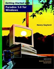 Cover of: Getting started with Paradox 5.0 for Windows