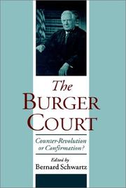 Cover of: The Burger Court: Counter-Revolution or Confirmation?