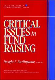 Cover of: Critical issues in fund raising