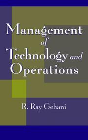 Cover of: Management of technology and operations